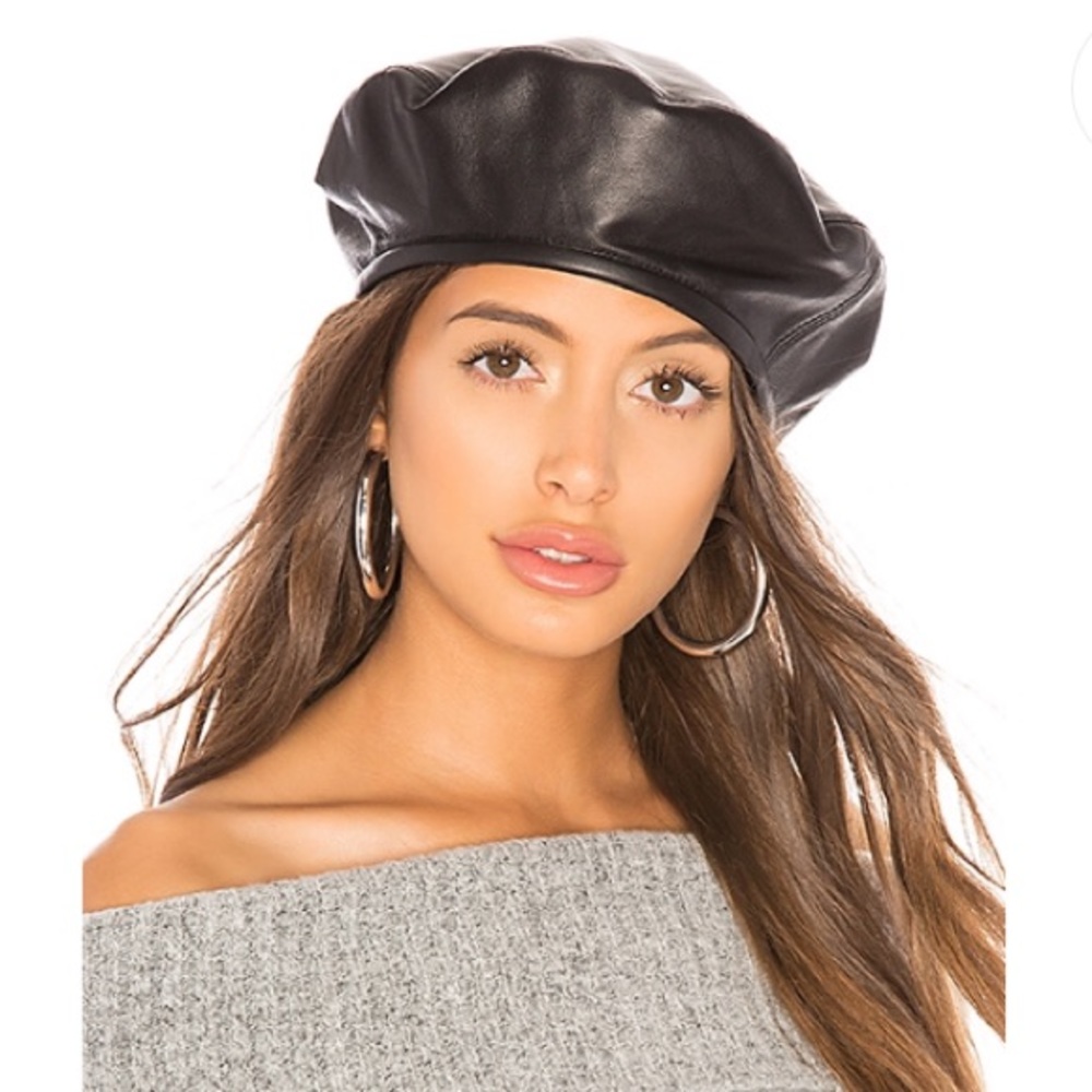 WINTER MUST HAVE!  Faux leather black beret. 1 sz